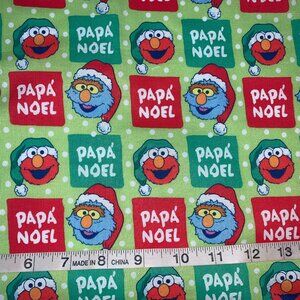 NEW Sesame Street Elmo Patchworks Christmas 100% Cotton Sold by 1/2 Yard More Av
